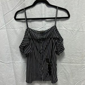 Banana Republic navy/white cold shoulder tank w/buttons, size L, new with tags